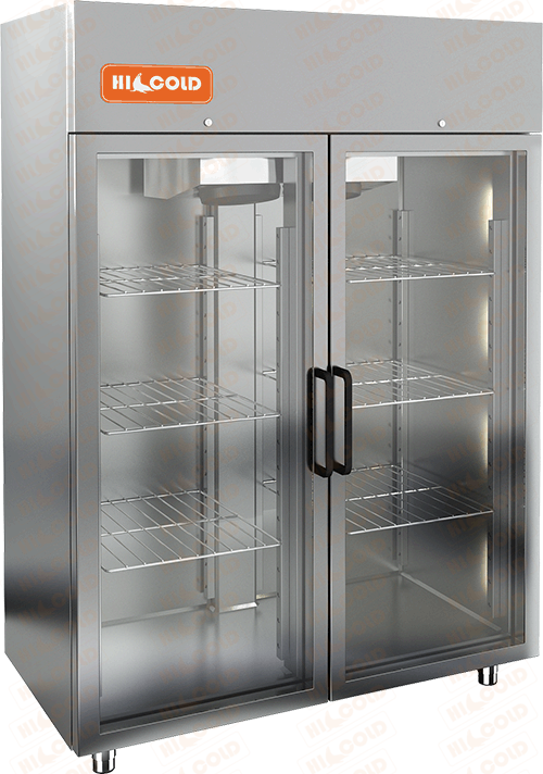 Шкаф морозильный со стеклянными дверьми  HICOLD  A140/2BV